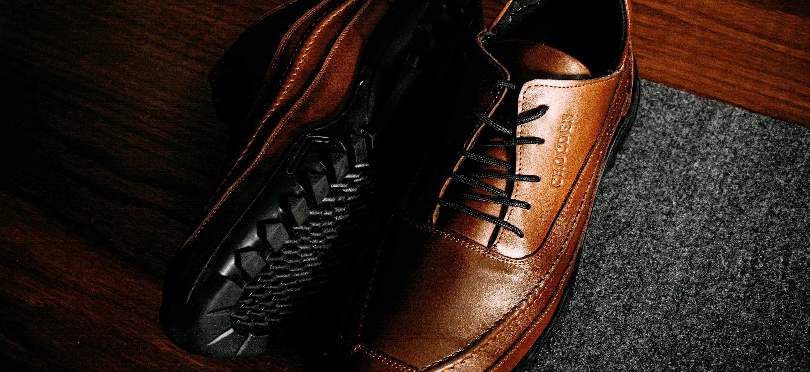 A pair of leather dress shoes